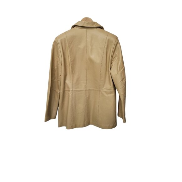 Vintage Dialogue Women's Brown Tan 100% Leather Jacket Size M Classic Style - Picture 5 of 16
